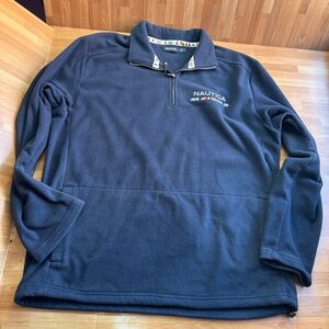 Nautica vintage spellout and flags fleece pullover, size large